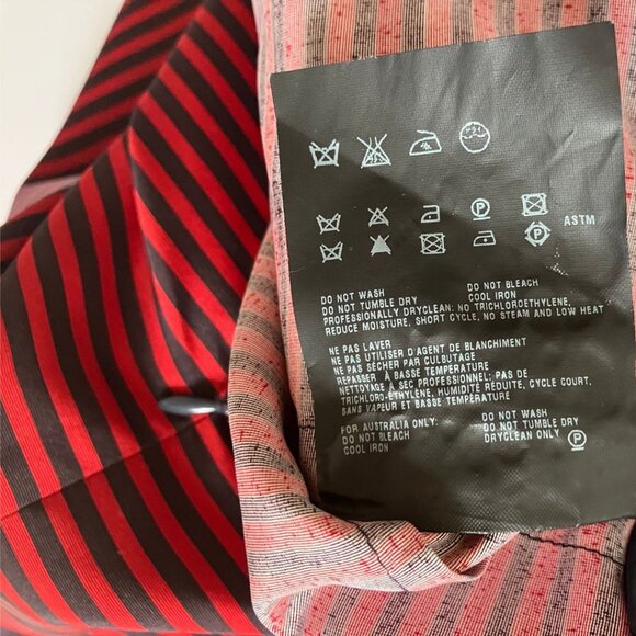 Prada Pleated Stripe Knee Length Skirt Red Dark Navy Size IT 38/ US 2 - Picture 3 of 5